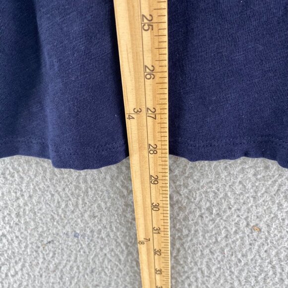 Talbots Top Womens Medium Navy Cotton Embroidered 3/4 Sleeve Slub Knit Pullover - Picture 8 of 9